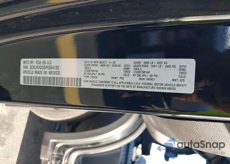 2023 Ram Promaster 2500 High Roof 159 Wb from USA, damaged, VIN 3C6LRVDG5PE554120